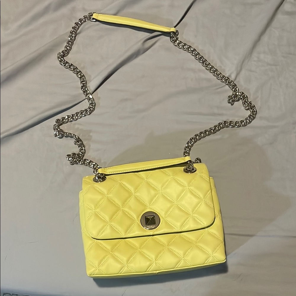 Yellow Quilted Chain Shoulder Bag